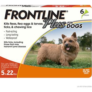 Frontline Plus Flea & Tick Spot Treatment for Small Dogs, 5-22 lbs